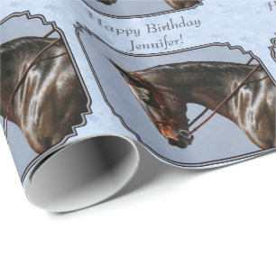 Brown Bay Oldenburg Horse Portrait Geschenkpapier