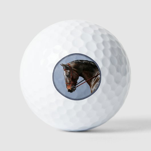 Brown Bay Oldenburg Horse Portrait Golfball (Vorderseite)
