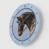 Brown Bay Oldenburg Horse Portrait Große Wanduhr (Winkel)