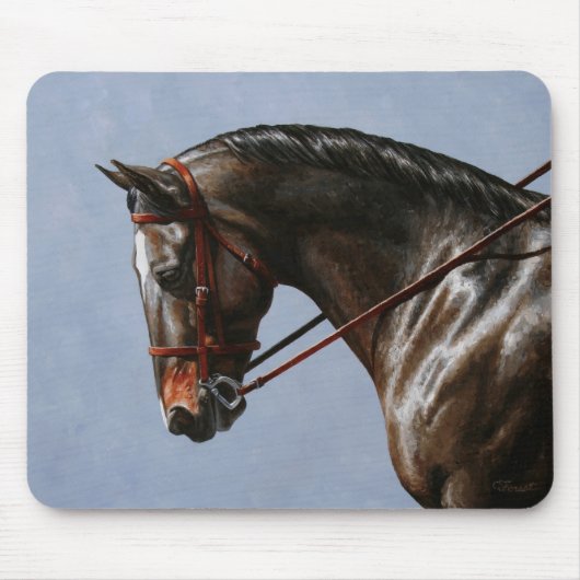 Brown Bay Oldenburg Horse Portrait Mousepad (Vorne)