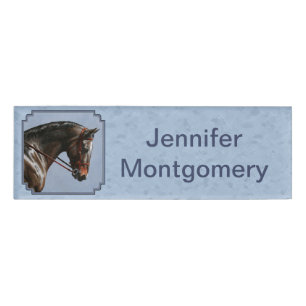 Brown Bay Oldenburg Horse Portrait Namenschild