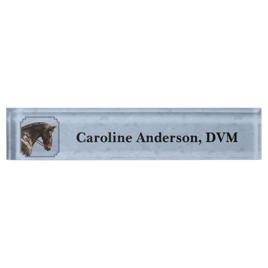 Brown Bay Oldenburg Horse Portrait Namensplakette (Vorderseite)