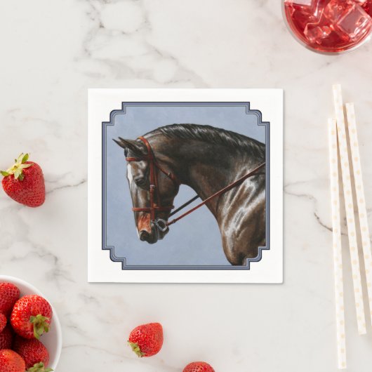 Brown Bay Oldenburg Horse Portrait Serviette (Beispiel)