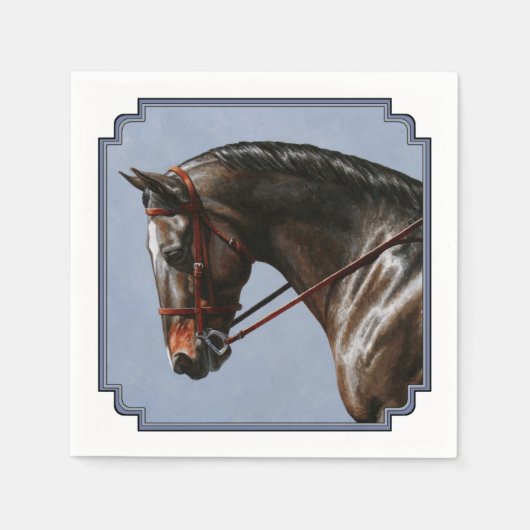 Brown Bay Oldenburg Horse Portrait Serviette (Vorderseite)