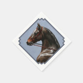 Brown Bay Oldenburg Horse Portrait Serviette (Ecke)