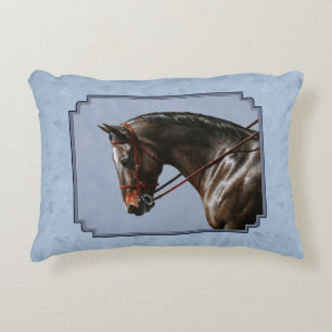 Brown Bay Oldenburg Horse Portrait Zierkissen