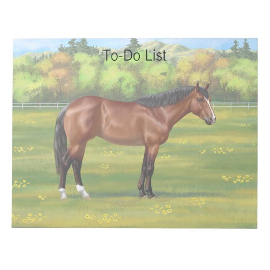 Brown Bay Quarter Horse Notizblock (Vorderseite)