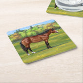 Brown Bay Quarter Horse Rechteckiger Pappuntersetzer (angewinkelt)