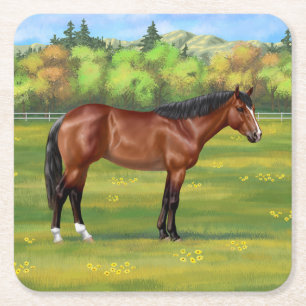 Brown Bay Quarter Horse Rechteckiger Pappuntersetzer