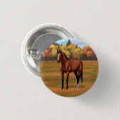 Brown Bay Quarter Horse Stallion Button (Vorne & Hinten)