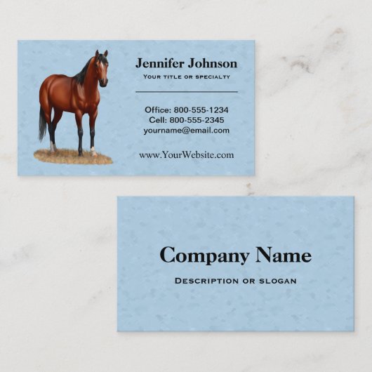 Brown Bay Quarter Horse Stallion Visitenkarte (Vorne/Hinten)