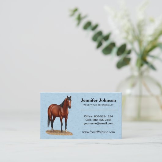 Brown Bay Quarter Horse Stallion Visitenkarte (Stehend Vorderseite)