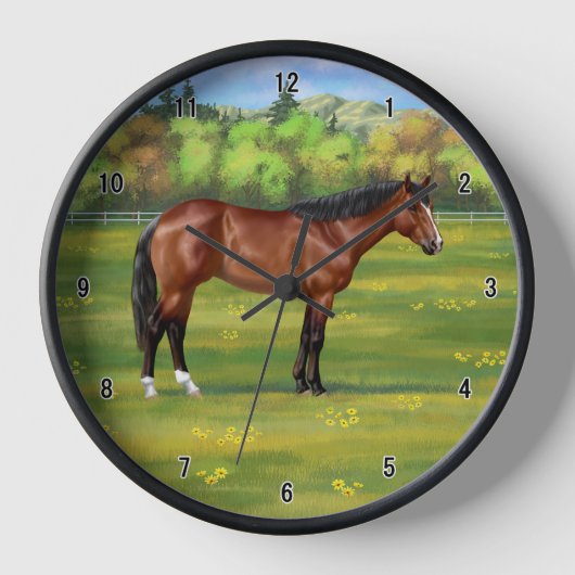 Brown Bay Quarter Horse Uhr (Vorderseite)