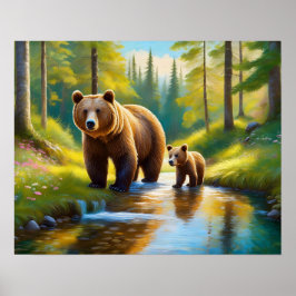 Brown Bear and Baby 1 Poster