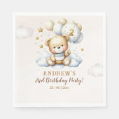 Brown Bear and Balloons Second Birthday Party  Serviette (Vorderseite)