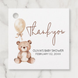 Brown Bear Balloon Baby Shower Favor Tags Geschenkanhänger