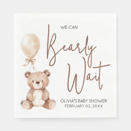 Brown Bear Balloon Baby Shower Serviette