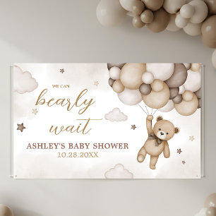 Brown Bear Balloon Babydusche Banner