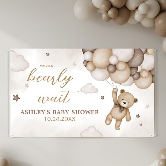 Brown Bear Balloon Babydusche Banner