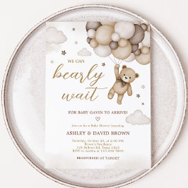 Brown Bear Balloon Babydusche Einladung