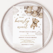Brown Bear Balloon Babydusche Einladung