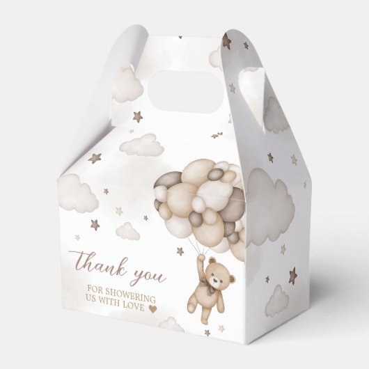 Brown Bear Balloon Babydusche Geschenkschachtel (Rückseite)