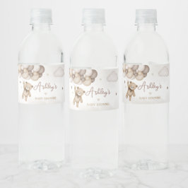 Brown Bear Balloon Babydusche Wasserflaschenetikett