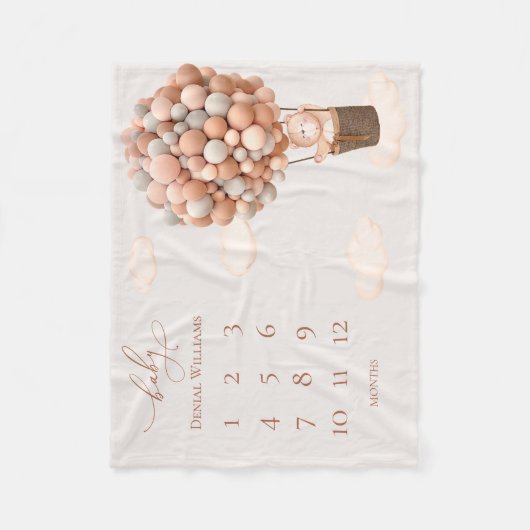 Brown Bear Balloons Baby Blanke Fleece Blanket (Vorderseite)
