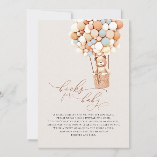 Brown Bear Balloons Baby Books Enclosure Card Einladung (Vorderseite)