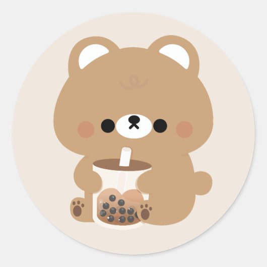 Brown Bear Boba Runder Aufkleber (Vorderseite)