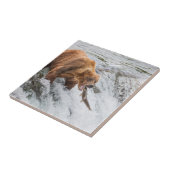 Brown Bear Catches Red Salmon Fliese (Seite)