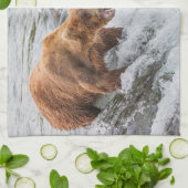 Brown Bear Catches Red Salmon Geschirrtuch (Gefaltet)