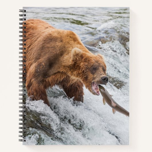 Brown Bear Catches Red Salmon Notizblock (Vorderseite)