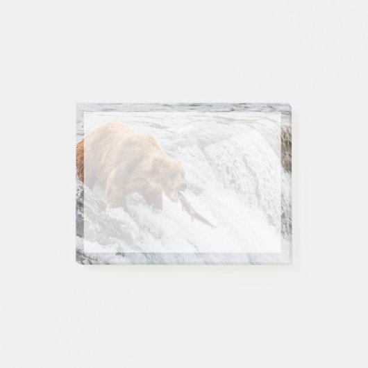 Brown Bear Catches Red Salmon Post-it Klebezettel (Vorderseite)