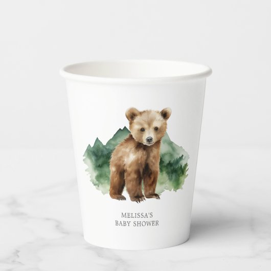 Brown Bear Cub Babydusche Pappbecher (Rückseite)