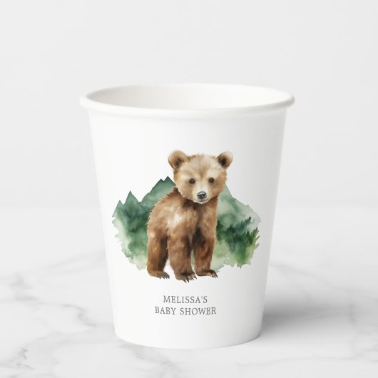 Brown Bear Cub Babydusche Pappbecher (Vorderseite)