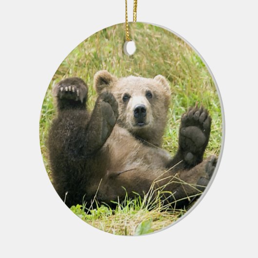 Brown Bear Cub Weihnachtsdekoration Keramik Ornament (Links)