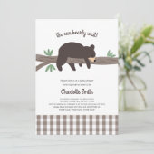 Brown Bear Cube Babydusche Einladung (Stehend Vorderseite)