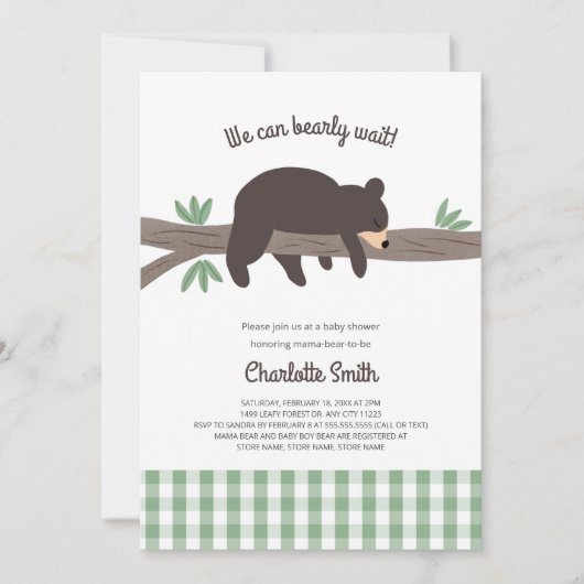 Brown Bear Cube Babydusche Einladung (Vorderseite)