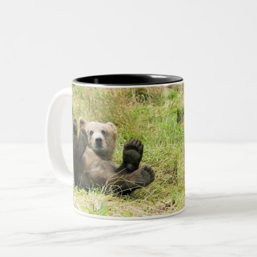 Brown_Bear_Kodiak_Bears Liebende Zweifarbige Tasse (Vorderseite Links)