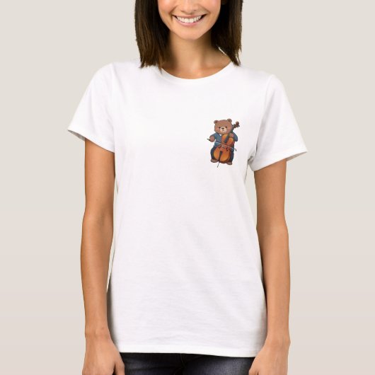 Brown Bear Musician Playing Cello T-Shirt (Vorderseite)