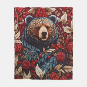 Brown Bear Red Berries William Morris Inspiriert Fleecedecke