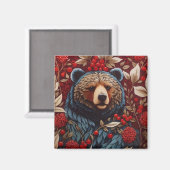 Brown Bear Red Berries William Morris Inspiriert Magnet (Vorderseite/Rückseite)
