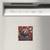 Brown Bear Red Berries William Morris Inspiriert Magnet (In Situ (Geschirrspüler))