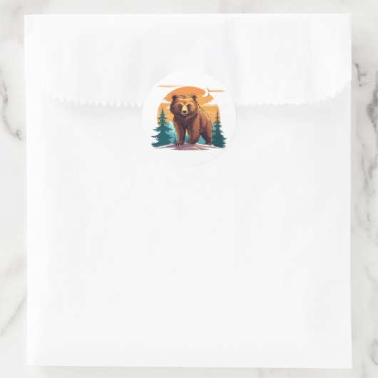 Brown bear runder aufkleber (Tasche)