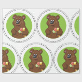 Brown Bear With Ice Cream Geschenkpapier (Flach)