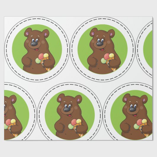 Brown Bear With Ice Cream Geschenkpapier (Flach)