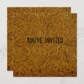 Brown bearbeitete lederne Einladung (Vorne/Hinten)