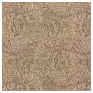 Brown bearbeitete ledernes Druck-Western-Gewebe Stoff