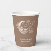 Brown Bearly Wait Moon Star Sleepy Bär Pappbecher (Rückseite)